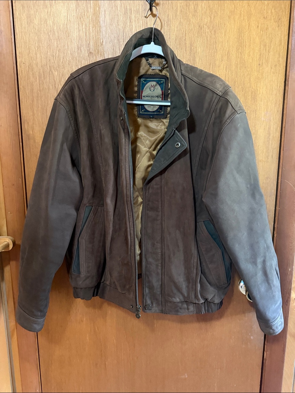 Members Only Brown Suede Bomber Jacket